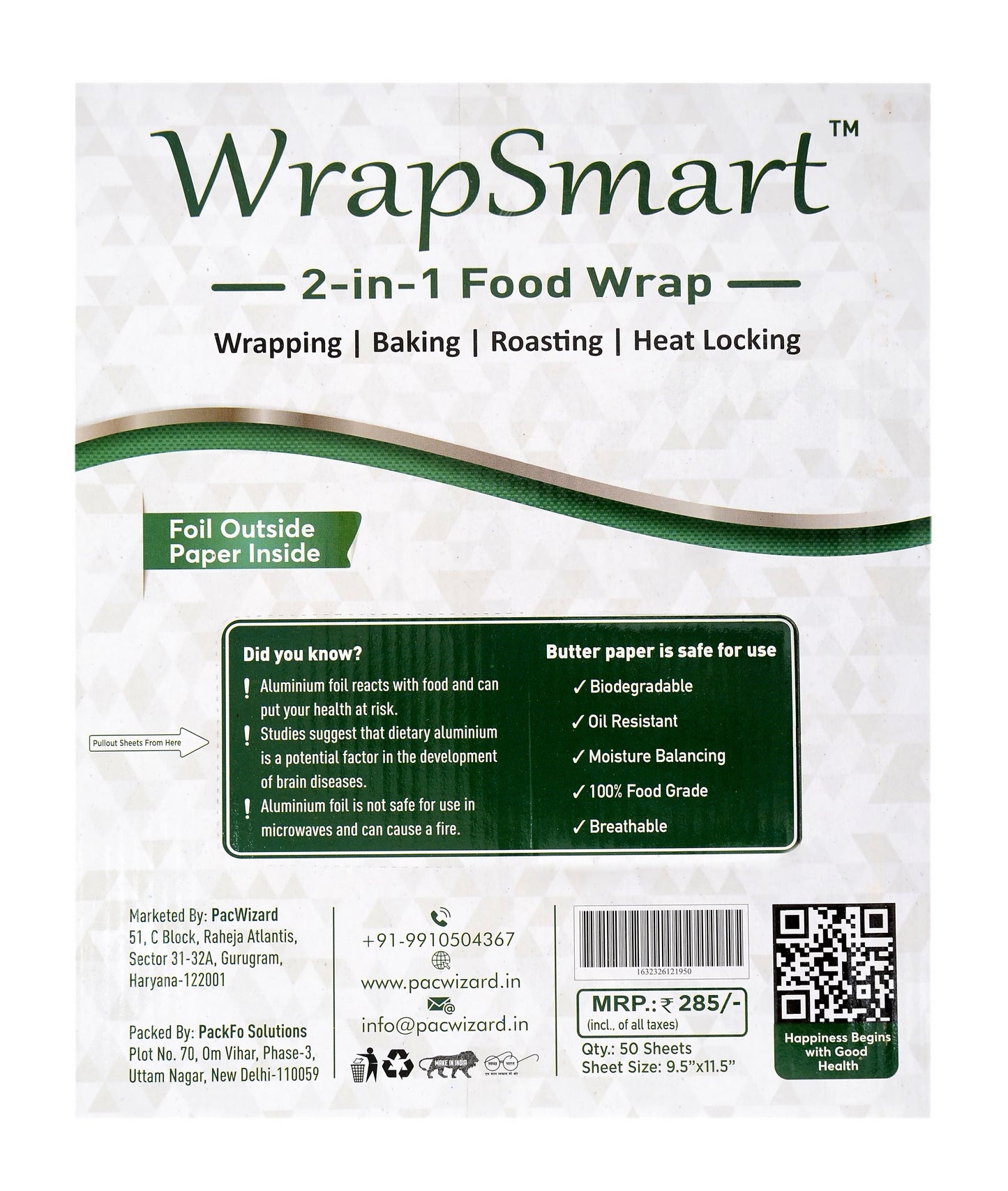 Wrapsmart 2-in-1 Butterfoil Sheets - Pack of 50